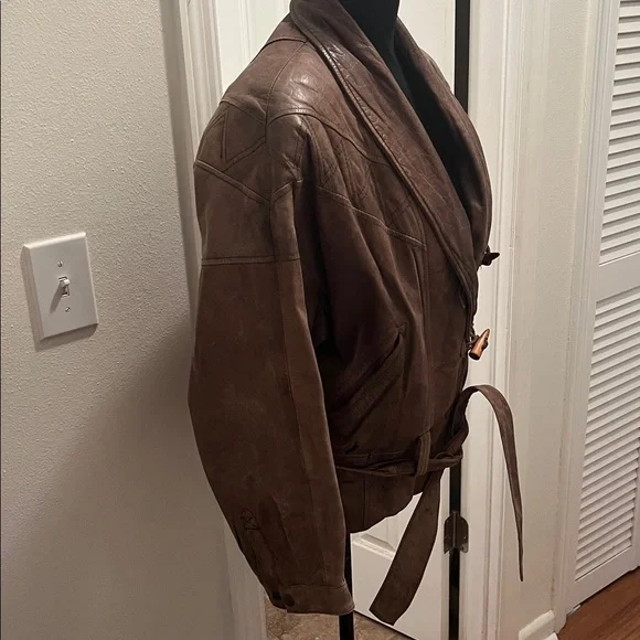 Wilsons Leather Adventure Bound Brown Leather Military Bomber Jacket